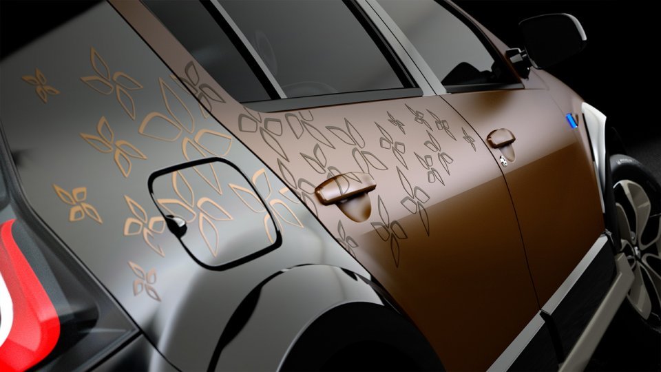 Renault Sandero StepwayConcept este finisat in negru si maroniu